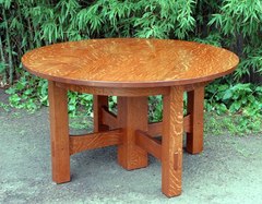 Gustav Stickley Oak Stretcher Base Dining Table Accurate Replica